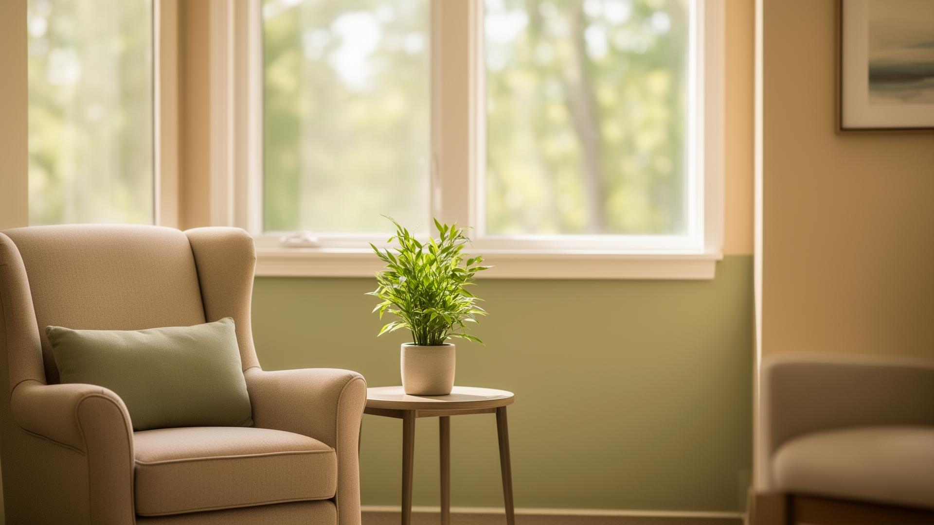 Indiana therapy and counseling office with calm, welcoming natural light